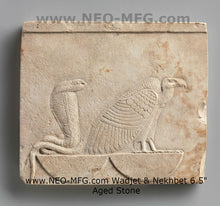 Load image into Gallery viewer, History Egyptian Wadjet &amp; Nekhbet Stela Fragment Sculptural wall relief plaque www.Neo-Mfg.com 6.5&quot; b23
