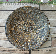 Load image into Gallery viewer, History MAYAN AZTEC CALENDAR Sculptural wall relief plaque 16&quot; curved www.Neo-Mfg.com
