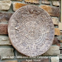 Load image into Gallery viewer, History MAYAN AZTEC CALENDAR Sculptural wall relief plaque 16&quot; curved www.Neo-Mfg.com
