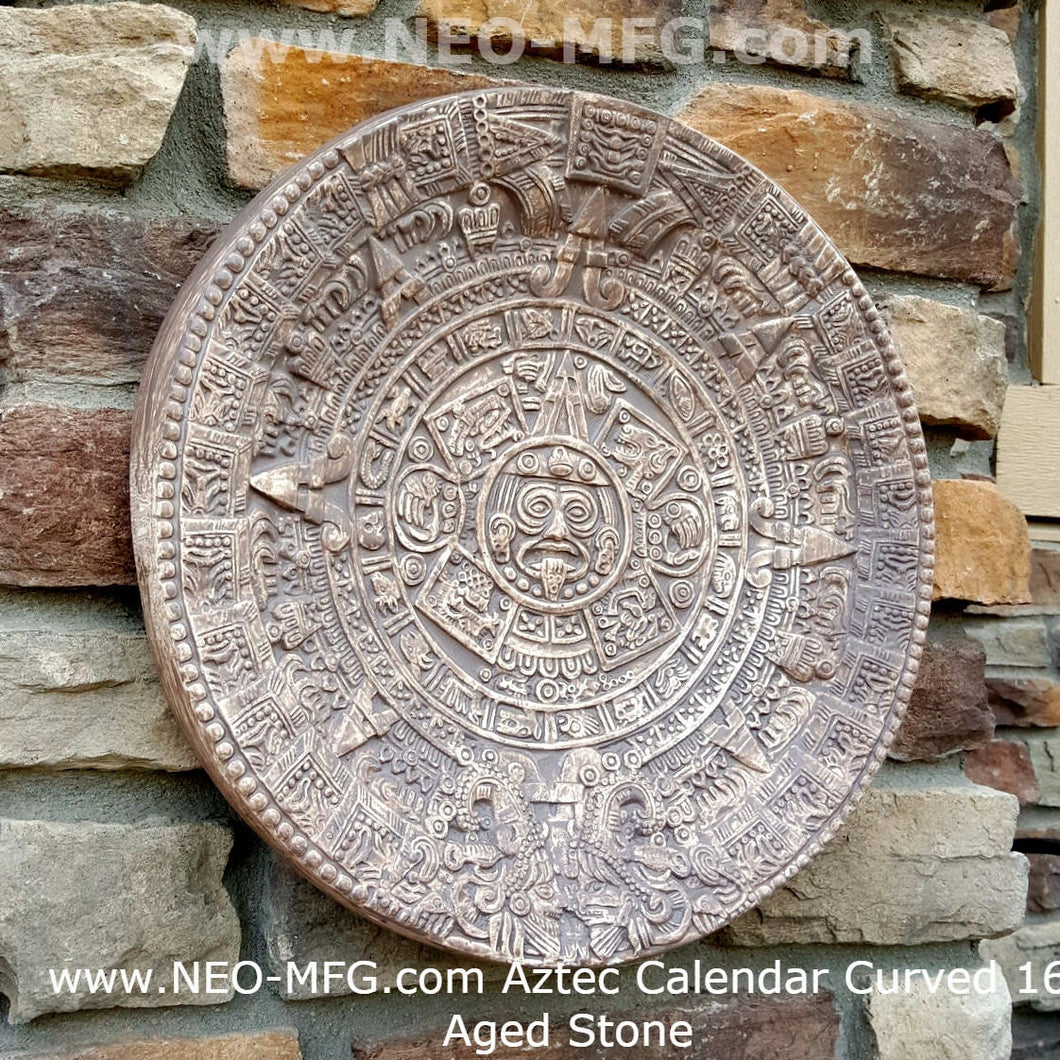 History MAYAN AZTEC CALENDAR Sculptural wall relief plaque 16