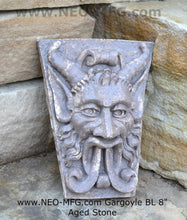 Load image into Gallery viewer, Gargoyle BL Satyr Faun wall corbel Mephistopheles keystone Grotesque goblin sculpture www.NEO-MFG.com 8&quot; b25
