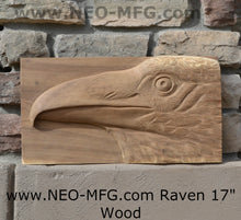 Load image into Gallery viewer, Animal Raven bird Sculptural wall relief nature carving tile plaque www.Neo-Mfg.com 17&quot;
