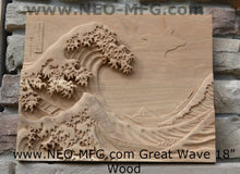 Load image into Gallery viewer, Asian Great Wave off Kanagawa Hokusai Sculptural wall relief carving plaque www.Neo-Mfg.com 18&quot;
