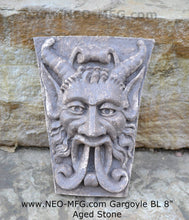 Load image into Gallery viewer, Gargoyle BL Satyr Faun wall corbel Mephistopheles keystone Grotesque goblin sculpture www.NEO-MFG.com 8&quot; b25
