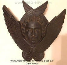 Load image into Gallery viewer, Angel Wings bust wall sculpture statue plaque www.Neo-Mfg.com 13&quot;
