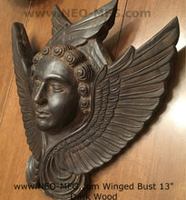 Load image into Gallery viewer, Angel Wings bust wall sculpture statue plaque www.Neo-Mfg.com 13&quot;
