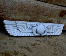 Load image into Gallery viewer, History Egyptian Ur Uatchti Winged Sun Disk Pediment hieroglyph Sculptural wall art relief www.Neo-Mfg.com 20&quot;
