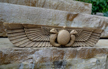 Load image into Gallery viewer, History Egyptian Ur Uatchti Winged Sun Disk Pediment hieroglyph Sculptural wall art relief www.Neo-Mfg.com 20&quot;
