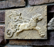 Load image into Gallery viewer, Historical Assyrian warriors Chariot Royal hunt wall art Sculpture www.Neo-Mfg.com 13&quot; Mounted on Plaque
