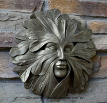 Load image into Gallery viewer, Nature Greenwoman Mary Norwich Cathedral Roof Boss sculpture wall plaque 15&quot; www.Neo-Mfg.com green man decor home
