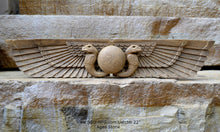 Load image into Gallery viewer, History Egyptian Ur Uatchti Winged Sun Disk Pediment hieroglyph Sculptural wall art relief www.Neo-Mfg.com 20&quot;
