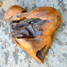 Load image into Gallery viewer, Solid Aged wood Heart wall home decor sculpture 14&quot; x 12&quot; www.NEO-MFG.com - 1 of a kind - Love
