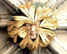 Load image into Gallery viewer, Nature Greenwoman Mary Norwich Cathedral Roof Boss sculpture wall plaque 15&quot; www.Neo-Mfg.com green man decor home
