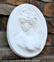 Load image into Gallery viewer, Victorian Cameo silhouette West Wind Sculpture wall Plaque Bas relief 14&quot; www.Neo-Mfg.com left face c11
