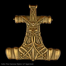 Load image into Gallery viewer, Celtic Thor Hammer Mjolnir wall sculpture statue plaque www.Neo-Mfg.com 12&quot; p14
