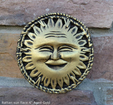 Load image into Gallery viewer, Celestial Sun Rattan Face Pendant Sculpture Wall plaque art decor www.NEO-MFG.com 4&quot;
