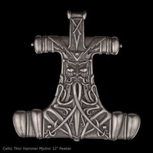 Load image into Gallery viewer, Celtic Thor Hammer Mjolnir wall sculpture statue plaque www.Neo-Mfg.com 12&quot; p14
