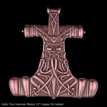 Load image into Gallery viewer, Celtic Thor Hammer Mjolnir wall sculpture statue plaque www.Neo-Mfg.com 12&quot; p14
