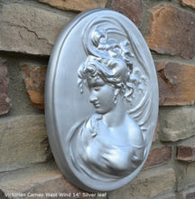 Load image into Gallery viewer, Victorian Cameo silhouette West Wind Sculpture wall Plaque Bas relief 14&quot; www.Neo-Mfg.com left face c11
