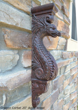 Load image into Gallery viewer, Dragon Corbel Carved Sculpture Statue www.Neo-Mfg.com 20&quot; wall art home garden decor
