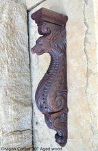 Load image into Gallery viewer, Dragon Corbel Carved Sculpture Statue www.Neo-Mfg.com 20&quot; wall art home garden decor
