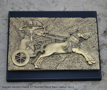 Load image into Gallery viewer, Historical Assyrian warriors Chariot Royal hunt wall art Sculpture www.Neo-Mfg.com 13&quot; Mounted on Plaque
