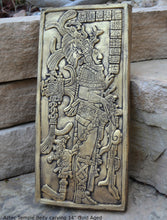 Load image into Gallery viewer, Aztec Mayan Temple foliated cross Left side K&#39;inich Kan Bahlam II carving wall plaque www.Neo-Mfg.com home garden decor art 14&quot; L13
