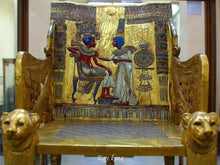 Load image into Gallery viewer, Egyptian King Tut Tutankhamen Throne chair front Sculptural wall relief plaque www.Neo-Mfg.com 15.25&quot;
