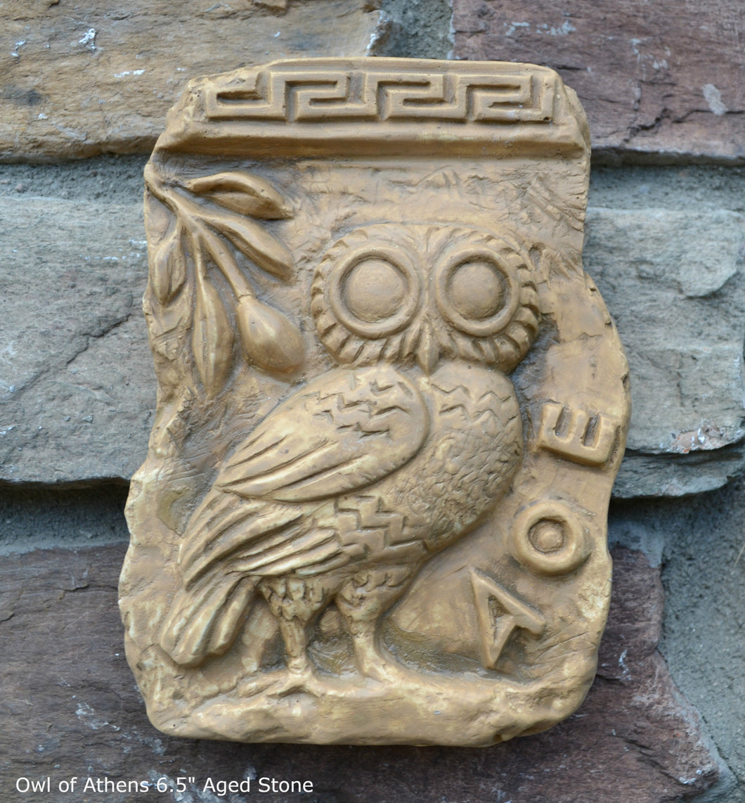 Roman Greek Owl of Athens Fragment Sculptural wall relief plaque www.Neo-Mfg.com 6.5