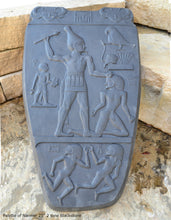 Load image into Gallery viewer, History Egyptian Palette of Narmer Sculptural wall relief www.Neo-Mfg.com 25&quot; Museum reproduction Grand scale
