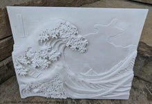 Load image into Gallery viewer, Asian Great Wave off Kanagawa Hokusai Sculptural wall relief carving plaque www.Neo-Mfg.com 18&quot;
