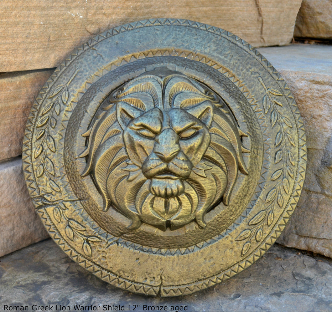 Roman Greek Lion Warrior Shield Sculpture Statue www.Neo-Mfg.com 12