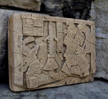 Load image into Gallery viewer, History Aztec Mayan Lintel 41 Yaxchilan Lord Bird Jaguar Sculptural wall relief plaque 6&quot; www.Neo-Mfg.com Museum Reproduction
