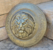 Load image into Gallery viewer, Roman Greek Lion Warrior Shield Sculpture Statue www.Neo-Mfg.com 12&quot;
