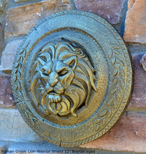 Load image into Gallery viewer, Roman Greek Lion Warrior Shield Sculpture Statue www.Neo-Mfg.com 12&quot;
