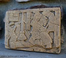 Load image into Gallery viewer, History Aztec Mayan Lintel 41 Yaxchilan Lord Bird Jaguar Sculptural wall relief plaque 6&quot; www.Neo-Mfg.com Museum Reproduction
