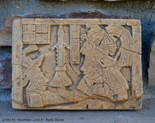 Load image into Gallery viewer, History Aztec Mayan Lintel 41 Yaxchilan Lord Bird Jaguar Sculptural wall relief plaque 6&quot; www.Neo-Mfg.com Museum Reproduction
