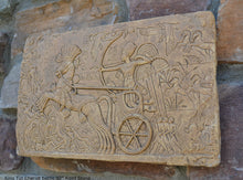 Load image into Gallery viewer, History Egyptian King Tut Tutankhamen Chariot battle scene Plaque Artifact Sculpture 10&quot; www.Neo-Mfg.com Ramses e24
