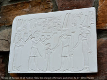 Load image into Gallery viewer, History Egyptian Offering to Amun Temple of Ramses III at Medinet Habu 11&quot; Stela Sculptural wall relief www.Neo-Mfg.com m9
