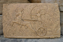 Load image into Gallery viewer, History Egyptian King Tut Tutankhamen Chariot battle scene Plaque Artifact Sculpture 10&quot; www.Neo-Mfg.com Ramses e24
