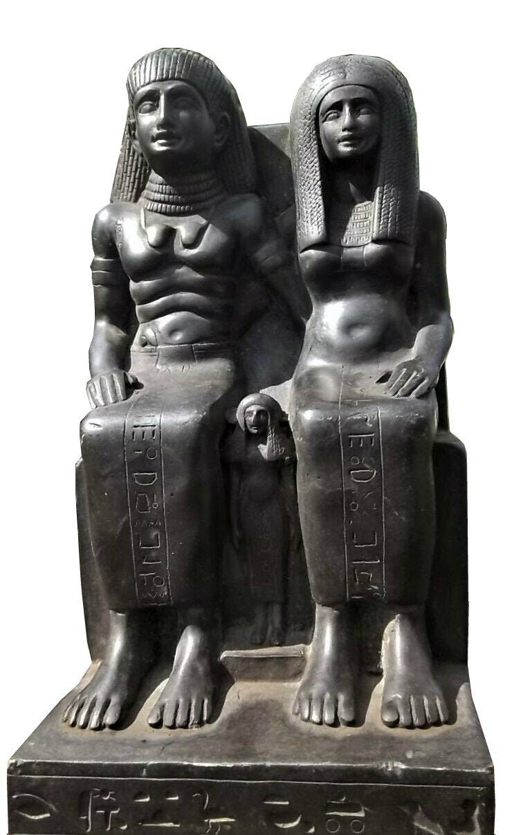 Egyptian Sennefer and Senay seated sitting statue Sculpture 7