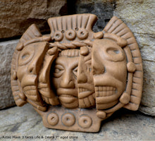 Load image into Gallery viewer, Aztec Mayan Mask 3 faces life death statue sculpture Artifact Carved Sculpture Statue 7&quot; www.Neo-Mfg.com k20
