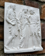 Load image into Gallery viewer, Roman Greek Orpheus, Eurydice and Hermes Figure Sculptural Wall frieze plaque Fragment www.Neo-Mfg.com 10&quot; tall Museum reproduction j24
