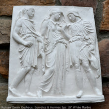 Load image into Gallery viewer, Roman Greek Orpheus, Eurydice and Hermes Figure Sculptural Wall frieze plaque Fragment www.Neo-Mfg.com 10&quot; tall Museum reproduction j24
