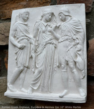 Load image into Gallery viewer, Roman Greek Orpheus, Eurydice and Hermes Figure Sculptural Wall frieze plaque Fragment www.Neo-Mfg.com 10&quot; tall Museum reproduction j24
