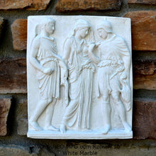 Load image into Gallery viewer, Roman Greek Orpheus, Eurydice and Hermes Figure Sculptural Wall frieze plaque Fragment www.Neo-Mfg.com 10&quot; tall Museum reproduction j24
