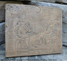 Load image into Gallery viewer, History Egyptian Akhenaten, Nefertiti &amp; Daughters Plaque Artifact Sculpture 11&quot; www.Neo-Mfg.com home decor e26
