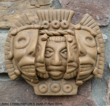 Load image into Gallery viewer, Aztec Mayan Mask 3 faces life death statue sculpture Artifact Carved Sculpture Statue 7&quot; www.Neo-Mfg.com k20
