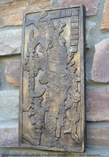 Load image into Gallery viewer, Aztec Mayan Temple foliated cross Left side K&#39;inich Kan Bahlam II carving wall plaque www.Neo-Mfg.com home garden decor art 14&quot; L13
