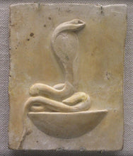 Load image into Gallery viewer, History Egyptian Wadjet cobra Stela Fragment Sculptural wall relief plaque www.Neo-Mfg.com 4.75&quot;
